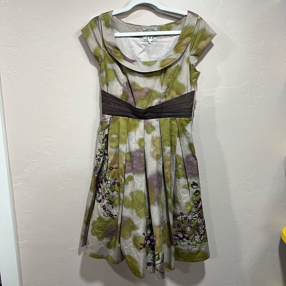 Floreat Anthropologie Travessia Tulle Under Skirt Embroidered Fit & Flare Dress